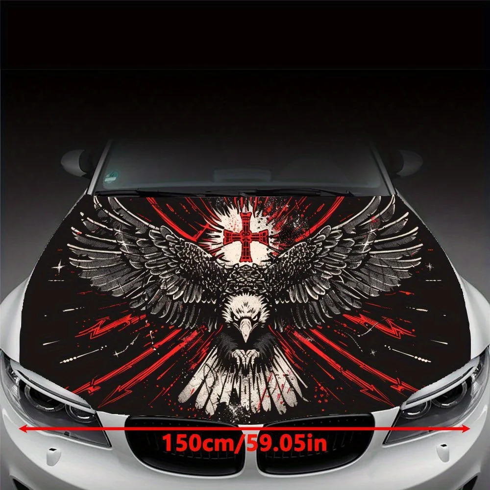 أغطية فينيل للسيارة من مادة PVC الرائعة على شكل نسر مقدس مع شاحنات وسيارات وسيارات الدفع الرباعي، ملصق غطاء محرك السيارة ذاتي اللصق المقاوم للماء، D