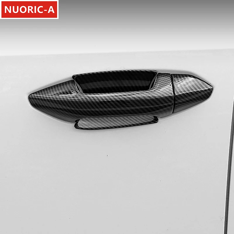 

Car Door Pull Handle Bowl Panel Cover Trim Decals For Audi A3 8Y 2021 2022 LHD Carbon Fiber Color Stickers Exterior Accessories