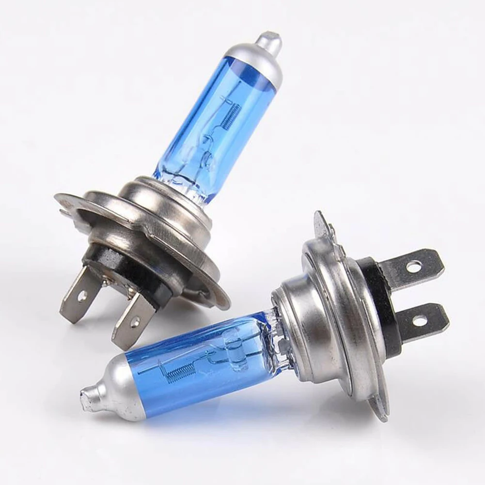 

2pcs Bright H7 55W DC12V 6000K Halogen Headlight White Light Lamp Bulbs Silver + Blue Shell Color Car Headlight Bulbs