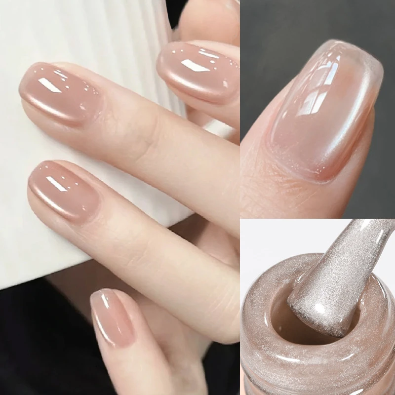 10 مللي القط العين هلام مسمار البولندية الشمبانيا الذهب شبه الدائم بريق المغناطيسي هلام نقع قبالة UV LED الورنيش تصميم الشتاء الخريف #2