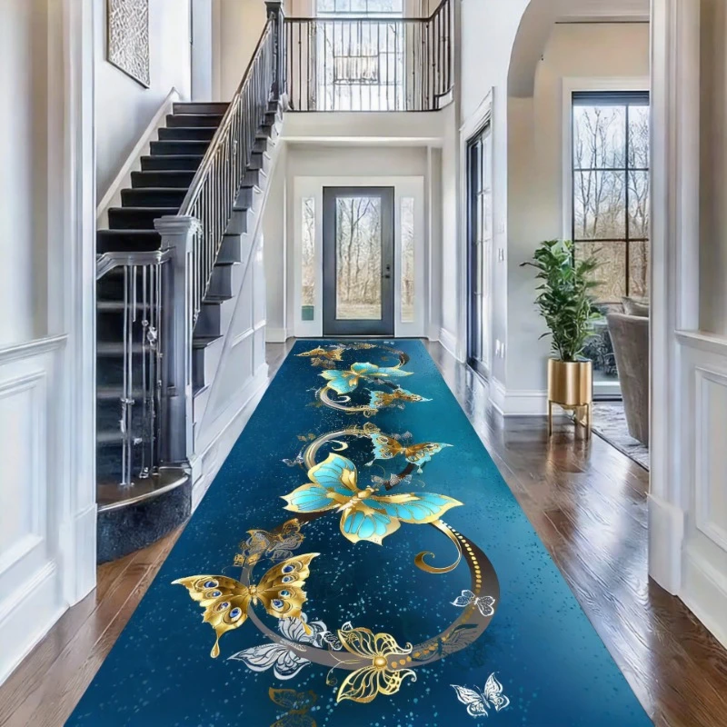 

Retro Long Corridor Carpet Runners Aesthetic Luxury Hotel Hallway Decoration Home Aisle Non-slip Long Mat Walkway Rug Washable