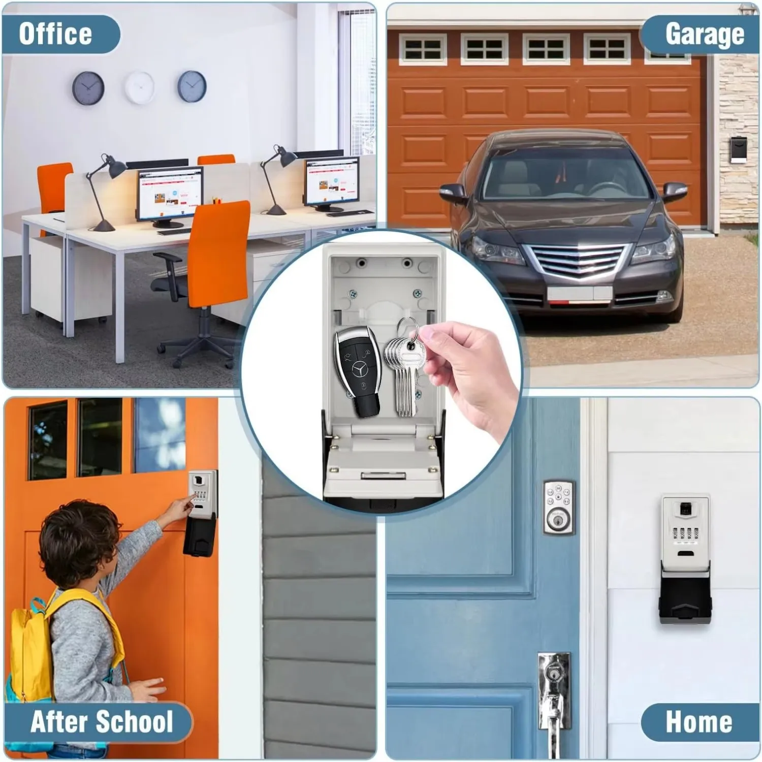 Luminescent Key Box With Night Vision Waterproof Hook Password Keylock Hanging Outdoor Anti-theft Metal Key Safe Deposit Box