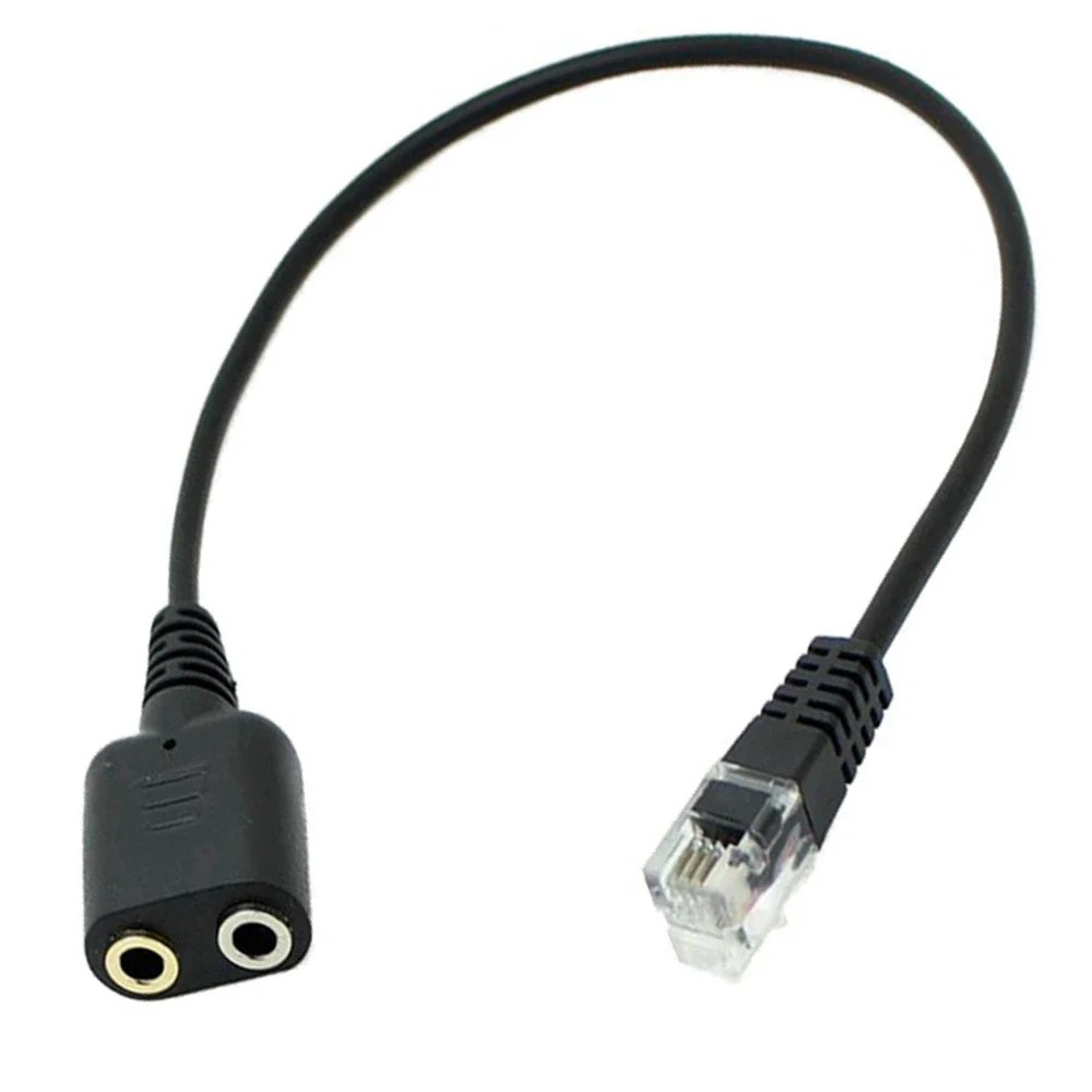 

1PC 25cm Dual 3.5mm Audio Jack Female to Male RJ9 Plug Adapter Converter Cable PC Computer headset Phone With