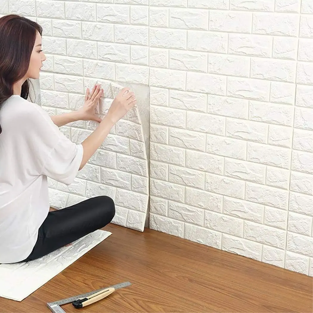 PE de Espuma Papel pintado 3D, DIY Pared Pegatinas Decoración de Pared en aliviar Piedra de ladrillo Para Casa Oficina