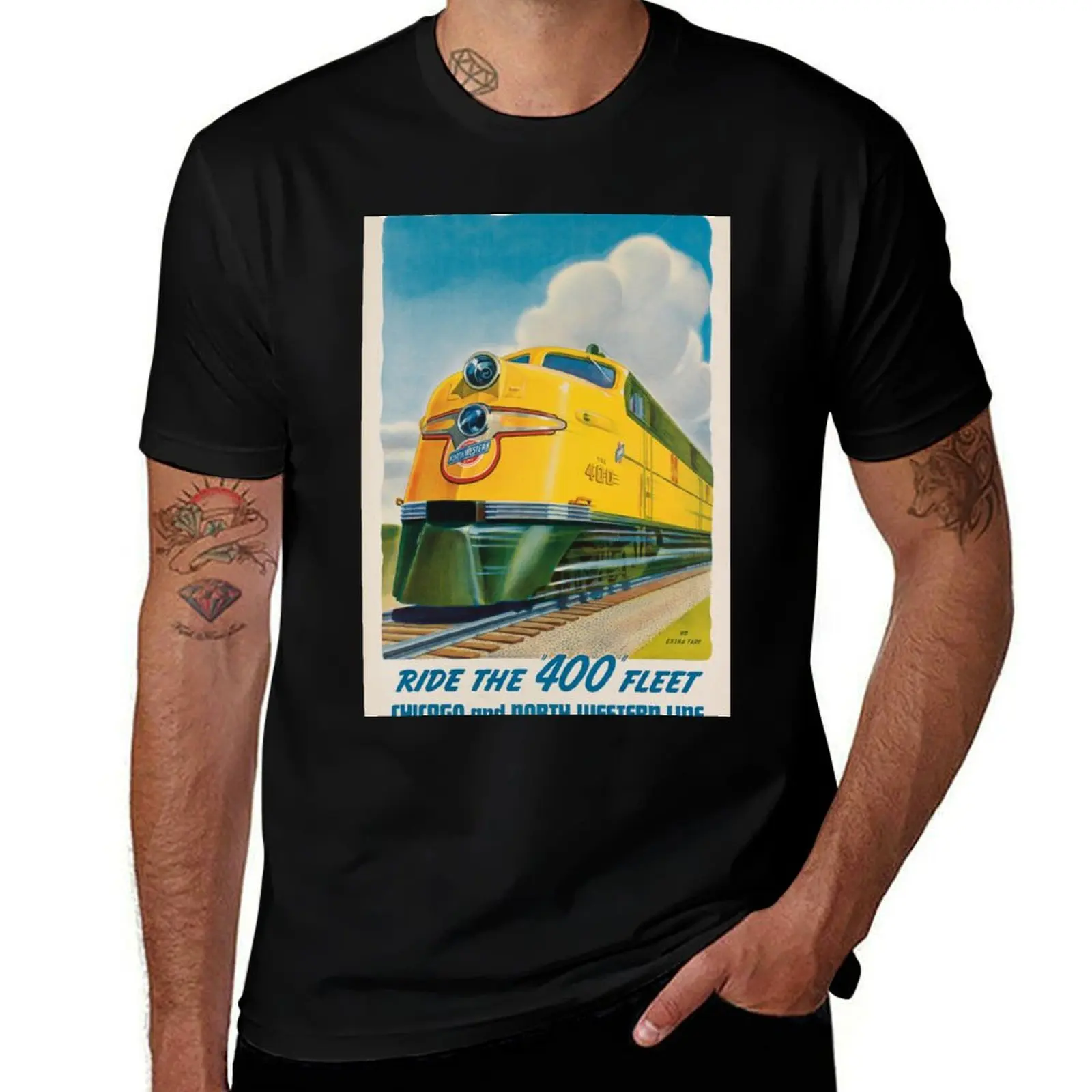 Ride the 400 Fleet vintage travel poster T-Shirt heavyweights blanks graphic shirts t shirt for men