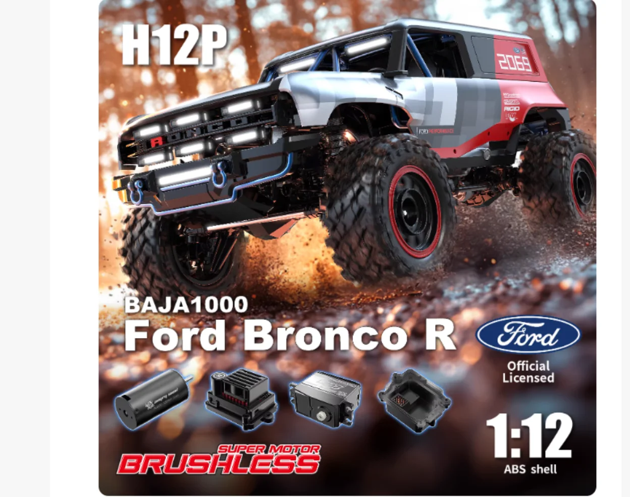 

Meijiaxin H12P Ford Bronco 1/12 Climbing Car RC Remote Control Model Car Simulation Off-Road