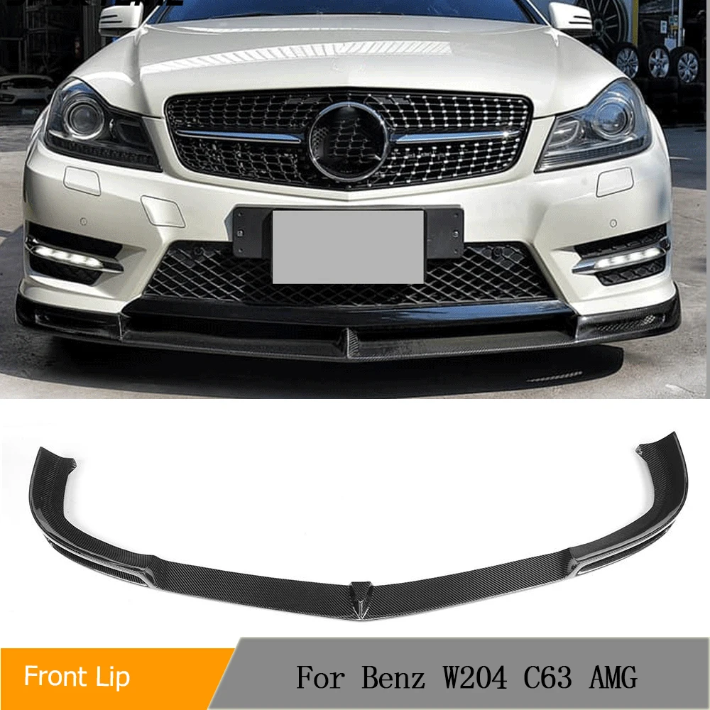 Carbon Fiber/ FRP Front Bumper Lip Spoiler Splitters For Mercedes-Benz C-Class W204 C204 AMG C63 Sedan Coupe 2012-2014