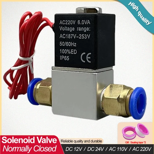 Imagen 1 del producto Válvula electromagnética bidireccional normalmente cerrada, válvula electromagnética de aleación de aluminio o acero inoxidable G1/4, AC110V/220V/DC12V/24V