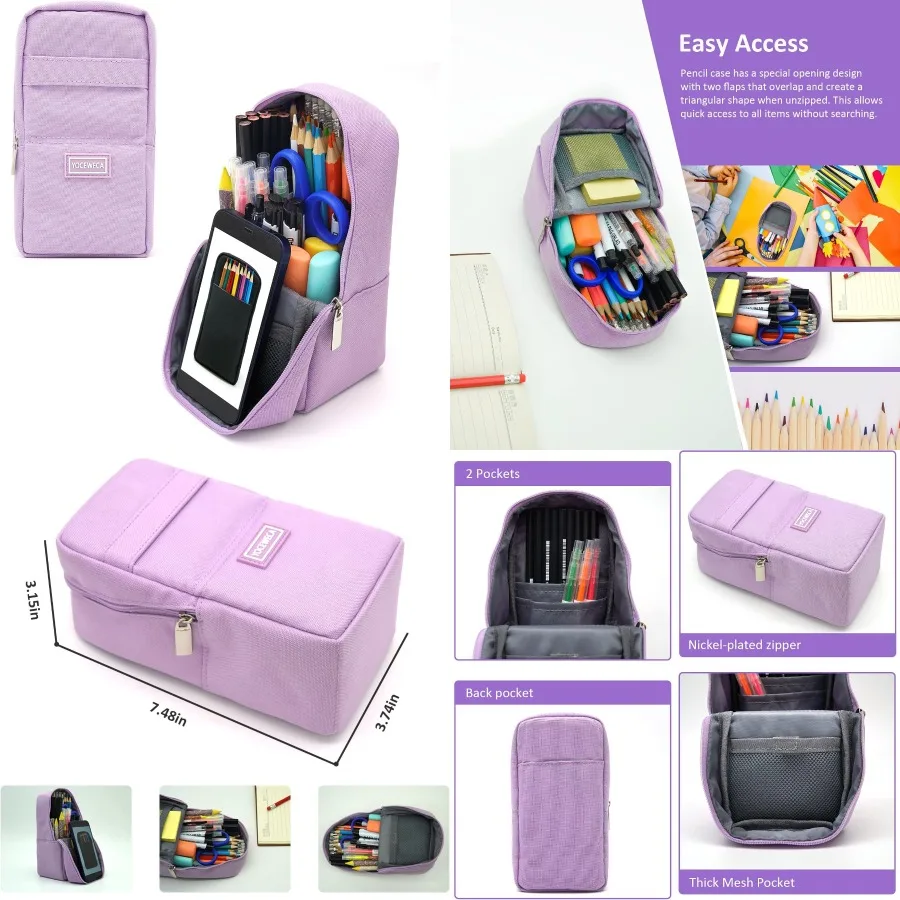 

Пенал большой емкости на молнии для организации школы и офиса, прочный пенал из полиэстера, удобный