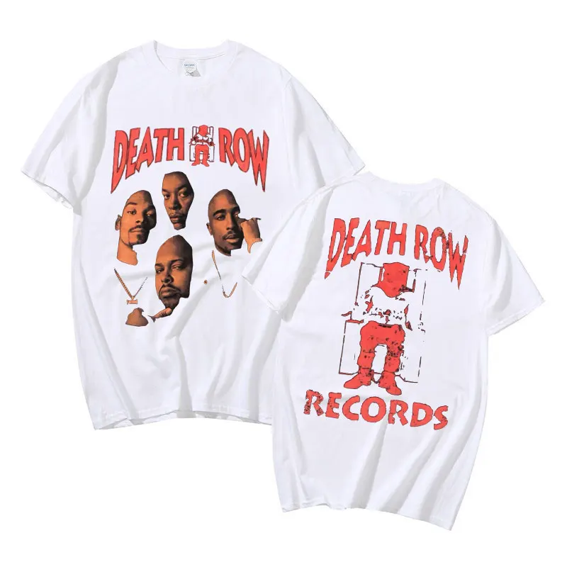 Death Row Records Double Sided Graphic Tshirt Men Women Hip Hop Style T-shirt Man Retro T Shirts Rapper Men\'s Fashion Streetwear