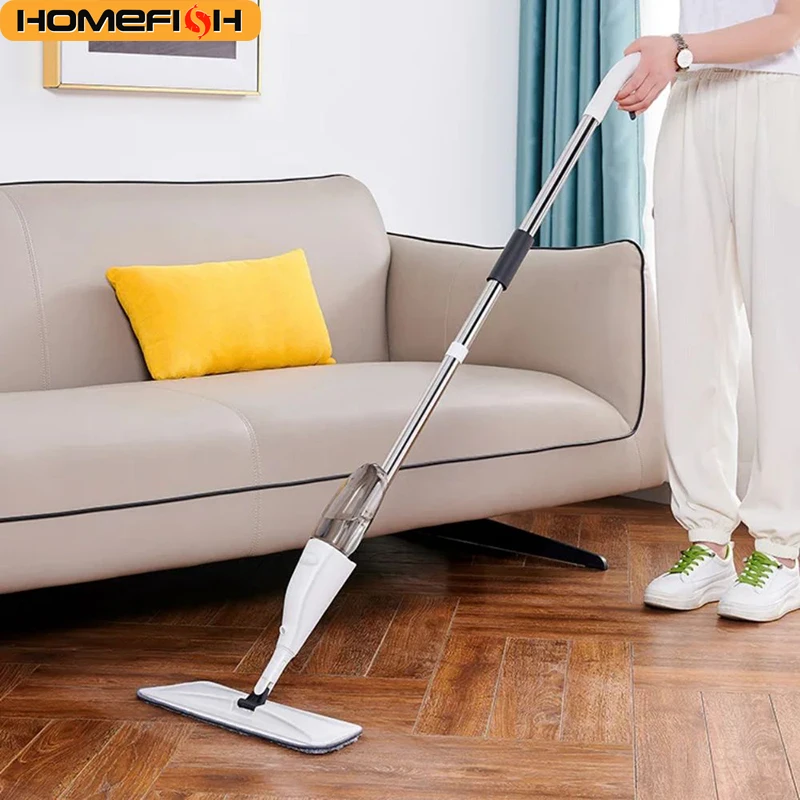 Household Spray Mop Switch Between Wet And Dry Modes At The Touch Of A Button With Two Reusable And Replaceable Microfiber Mops