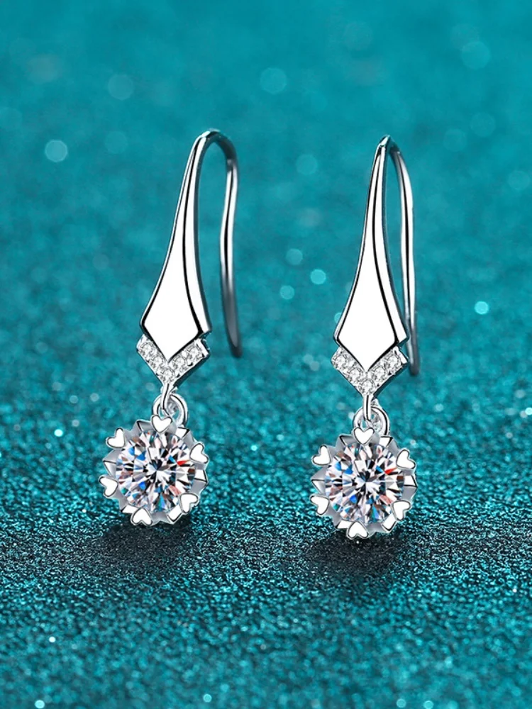 

5mm Round Dangle Earrings S925 Silver Moissanite Earring for Women with Gra Certificate Engagement