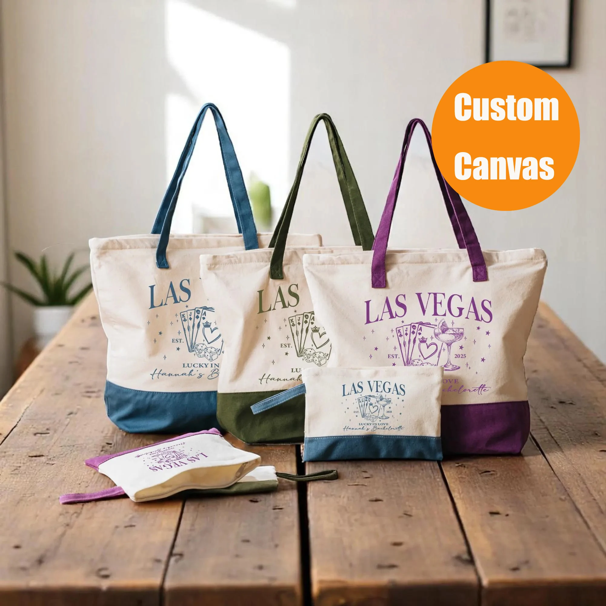 

Personalized Bachelorette Canvas Bag Set Custom Text Pattern Party Event Giveaway Wedding Bridesmaid Gift Friends Present Pouch