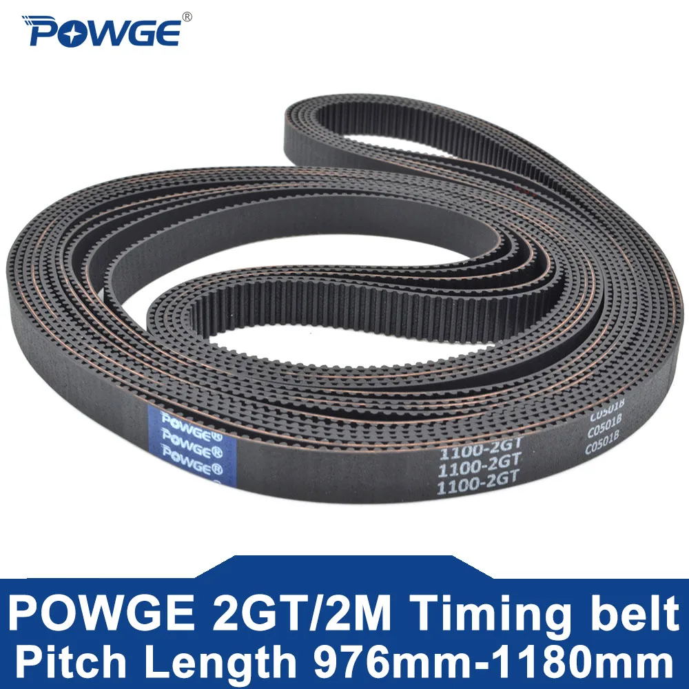 POWGE 2GT 2M Timing Belt Lp=976 994 1000 1040 1068 1078 1086 1100 1110 1136 1140 1142 1144 1150 1164 1180 Width 6/9mm Rubber