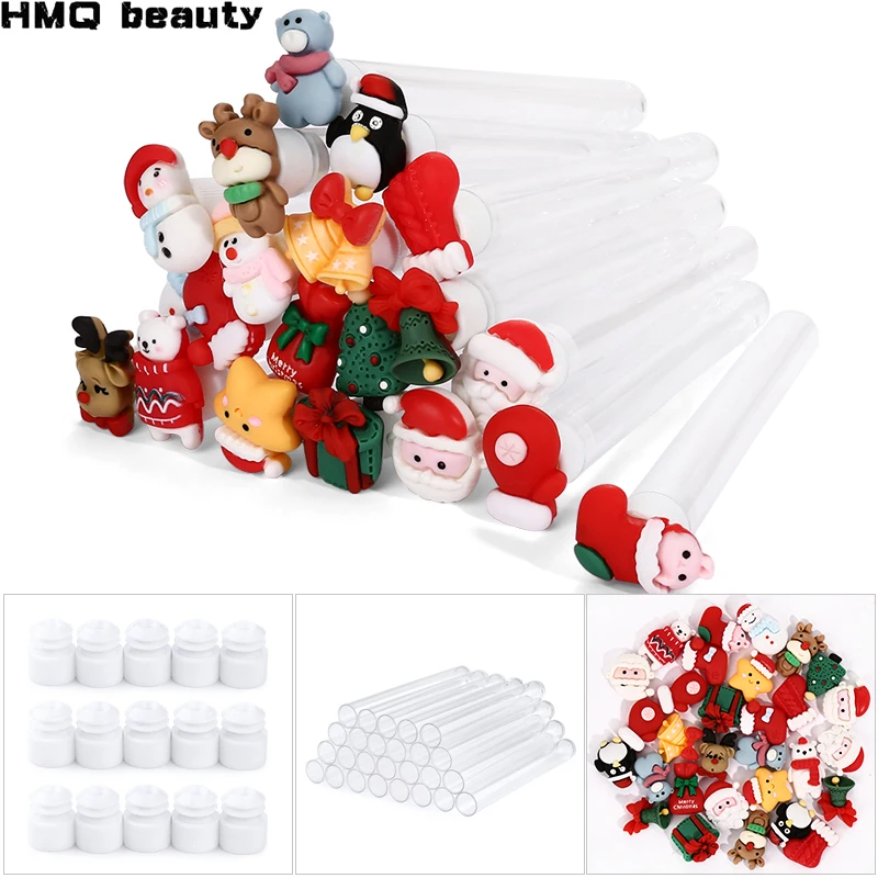 Tube de brosse à cils de noël, 20 pièces, brosse à sourcils réutilisable, anti-poussière, fournitures d'extension de cils, bâton de décoration en résine faite à la main