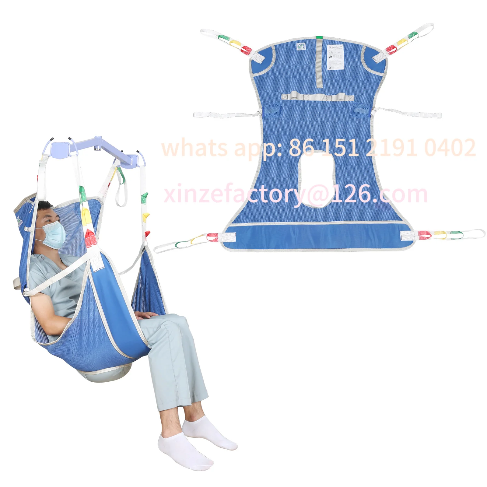 

Customizable Patient Lift Transfer Medical hoist Sling with Commode Opening for Ederly Bariatric Disabled