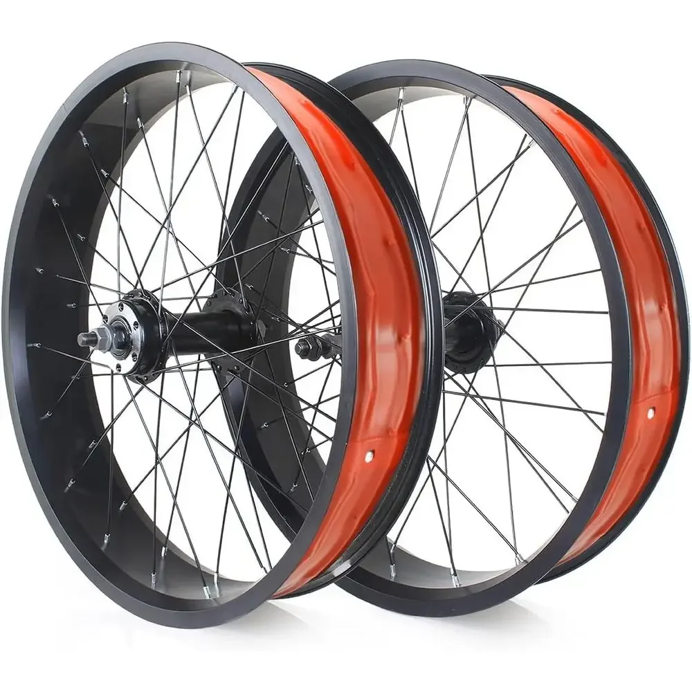 

20/24/26 Inch 4.0 Beach Bike Wheelset with Disc Brake, 36H Hubs, 14G Spokes, 135/195mm QR, 7-10s Compatible, Black