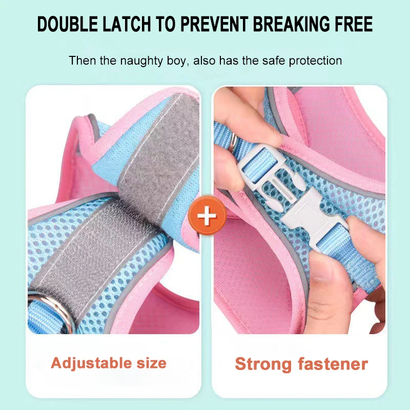 Breathable Puppy Dog Harness Vest Adjustable Outdoor Walking Pet Lead Leash for Small Cat Chihuahua Chest Strap Stuff - view 3