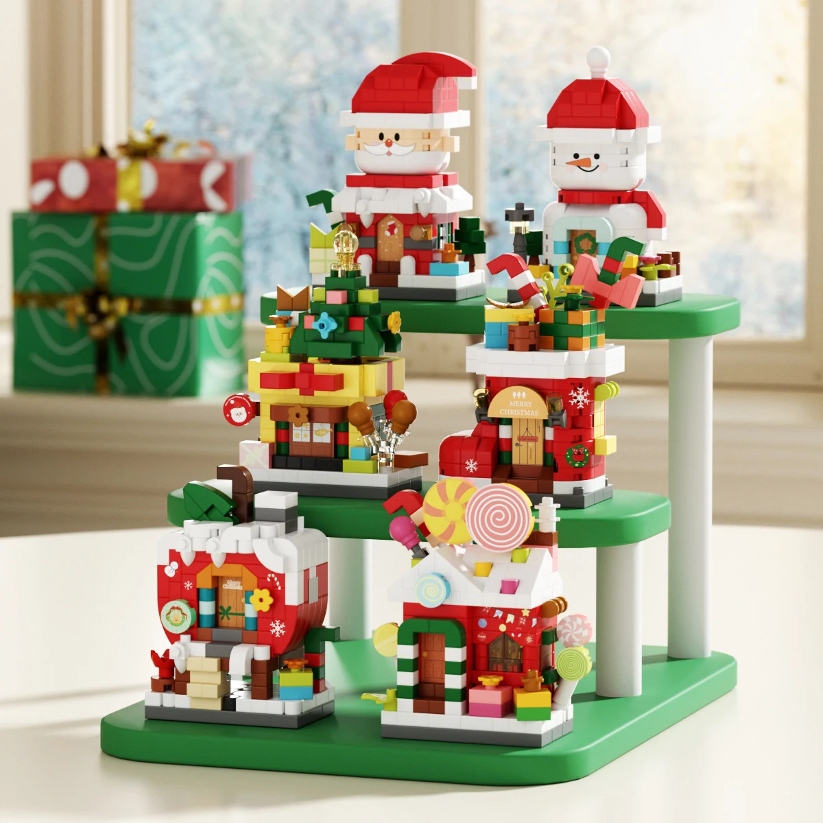 Creative Christmas Series Santa Claus House Assemble Building Blocks Model DIY Educational Toys for Kids Xmas Gift Ornaments
