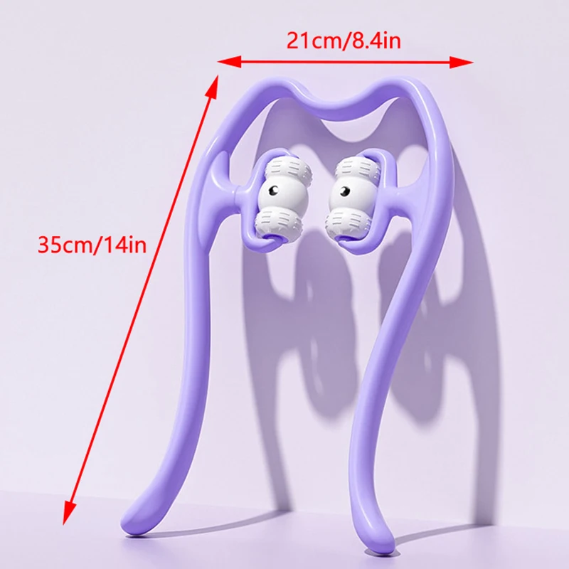 Pescoço massageador terapia pescoço ombro duplo gatilho ponto rolo auto-massagem ferramenta aliviar a pressão do pescoço massagem de pressão profunda