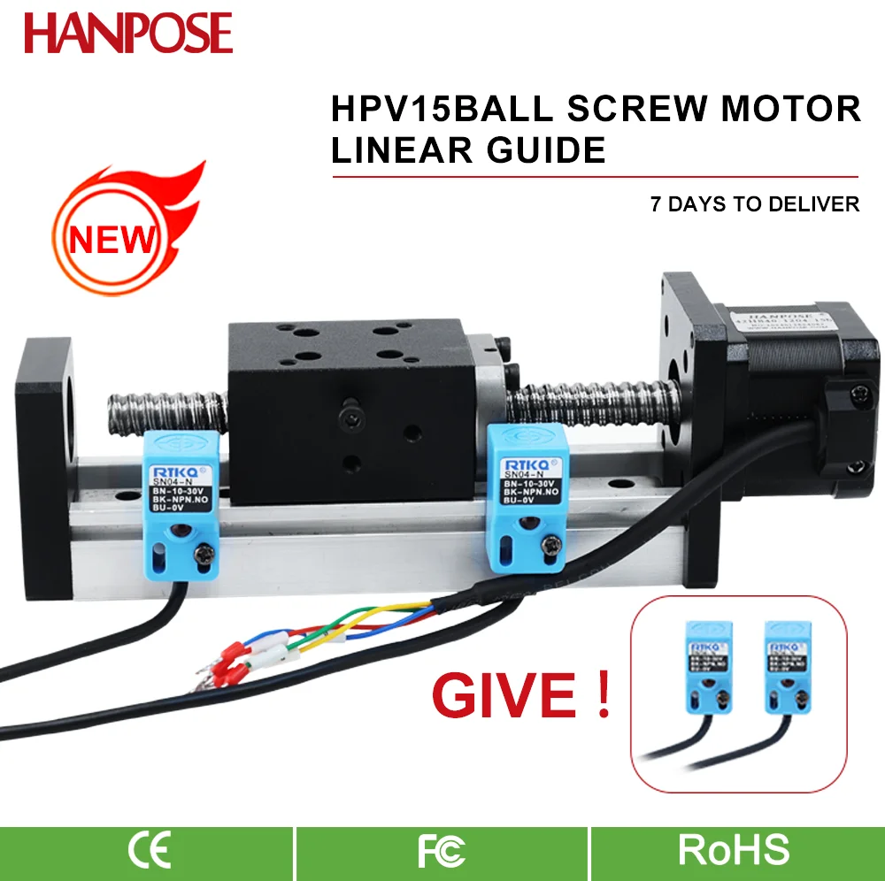 HPV15-42HB40-1204 Precision Ball Screw Linear Module Guide Rail Heavy Load Workbench Electric Platform 42 Motor