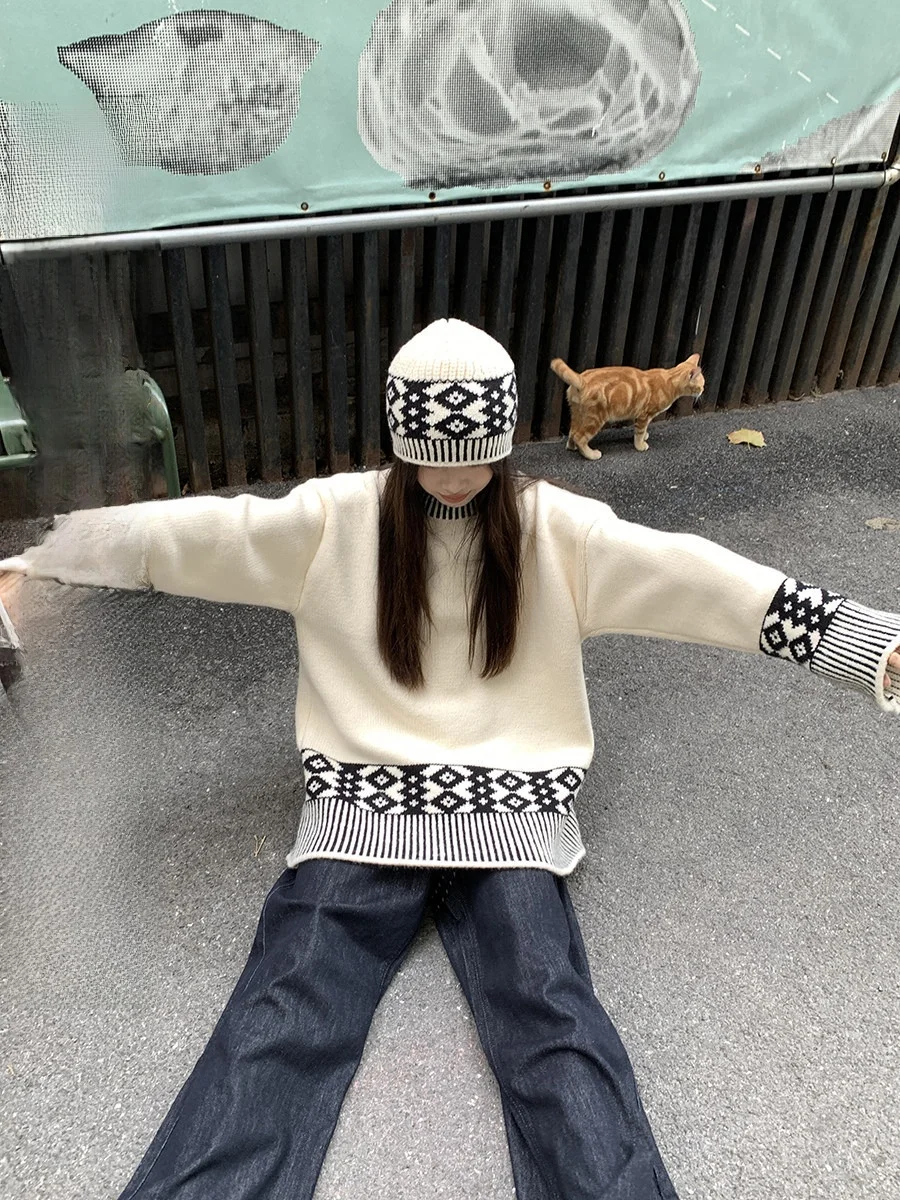 

Soft Cozy Oversized Pullover Sweater Women's Autumn Winter New Sle Lazy Sle Knitted irt Sweet Sle Loose Fit round Ne