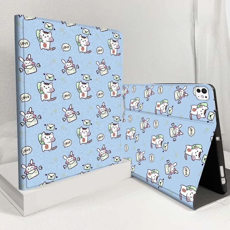 

Cat faces blue art For iPad Pro Air 5 4 3 13 11 8 7 6 5 10th 7th 6th 10.5 12.9 10.9 Tablet Case