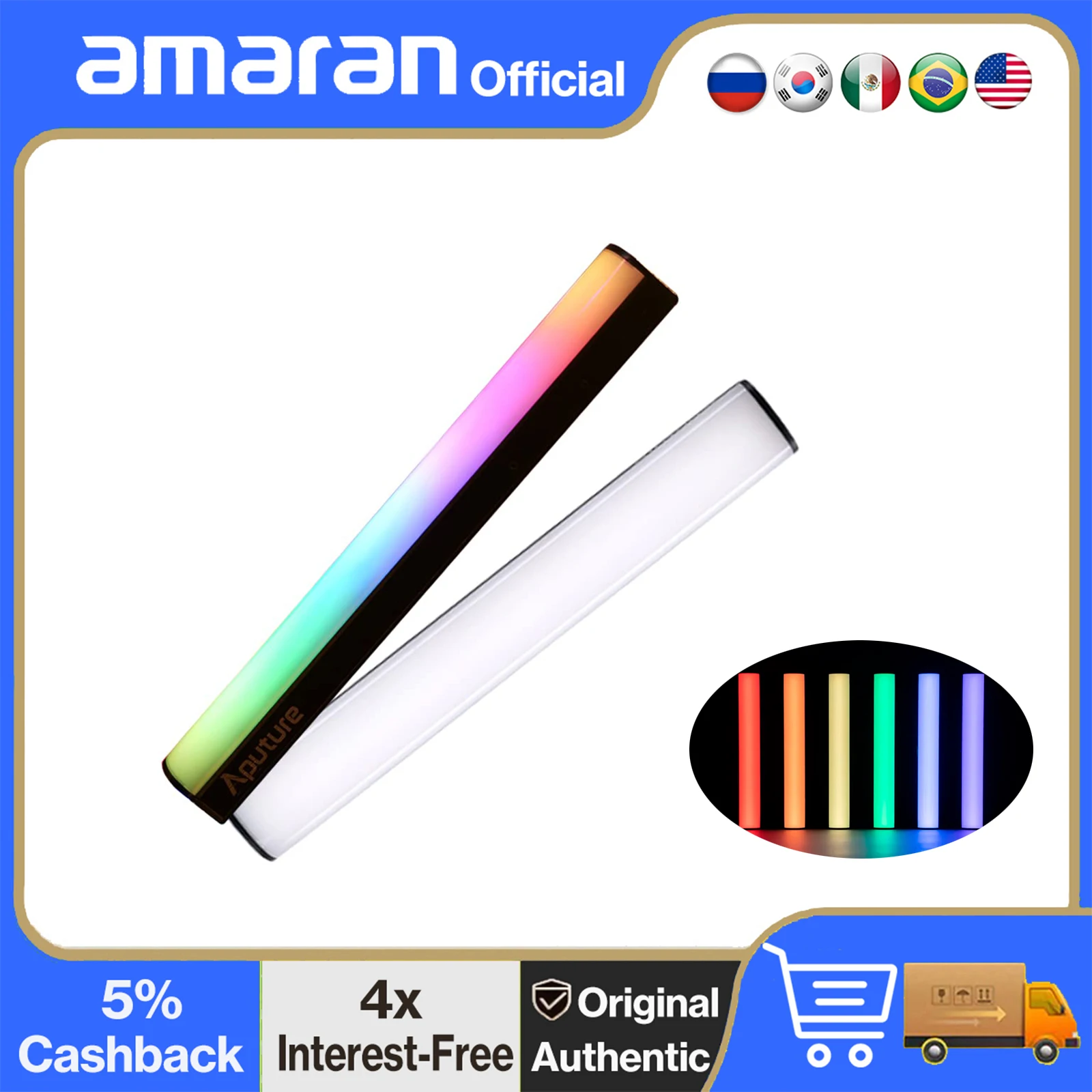 Aputure MT Pro 36 RGBWW Pixel Mini LED Tube Light Tunable color pixel bar for YouTube TikTok