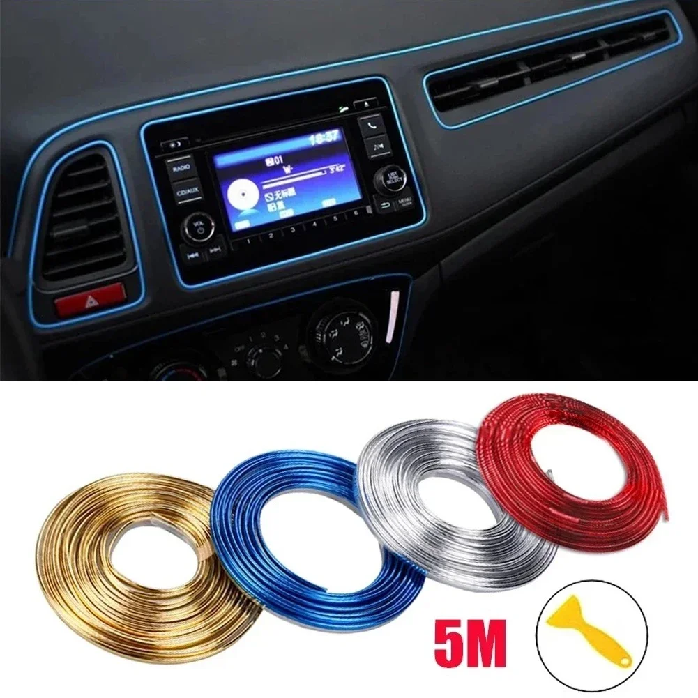 5M Universal Car Interior Dashboard Air Conditioner Outlet Moulding Decorative Flexible Strips Trim Line