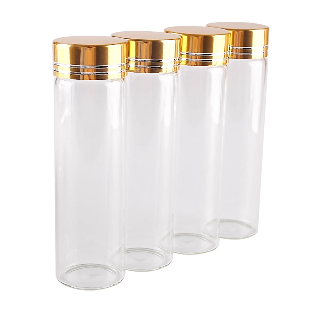 50 pieces 50ml 30*100mm Glass Bottles with Golden Caps