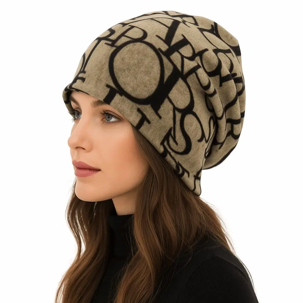 Contrasting Colors Pullover Hat Plaid Print Multifunctional Turban Hats Scarf Pullover Hat Keep Warm Women's Pile Hat