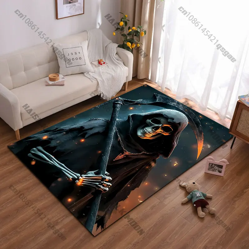 Death mystery darkness skeletal figure carpet Yoga living room room decor children's crawling mat doormat area rug