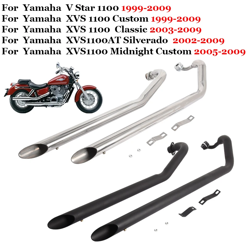 

For Yamaha V Star 1100 V-Star XVS1100 Classic Midnight Custom Custom 1999 - 2005 Motorcycle Exhaust Escape Full Double Link Pipe