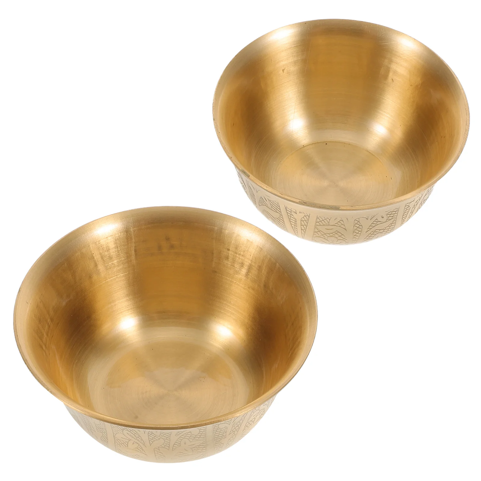 

2pcs Brass Worship Copper Temple Offering Chinese Treasure Decorative For Home Altar Rituals Copper Bowl Decorative Metal Bowl