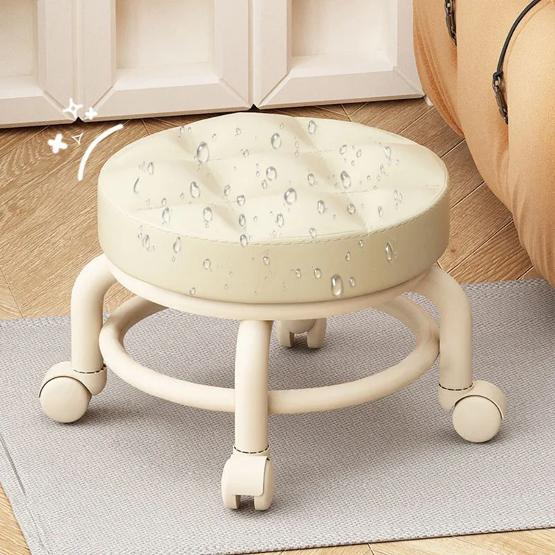 

Universal wheel small stool with wheel with baby artifact children's pulley stool multi-functional beautiful seam round stools