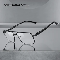 MERRYS DESIGN Men Classic Titanium Alloy Optical Rectangle Glasses Frames Acetate Legs Eyeglasses Male Glasses S2159