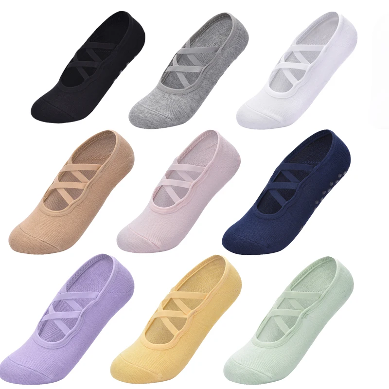 Professional Women's Bandage Pilates Socks Ladies Anti-Slip Backless Yoga Socks Cotton Fitness Workout Ballet Dance Sock image 4