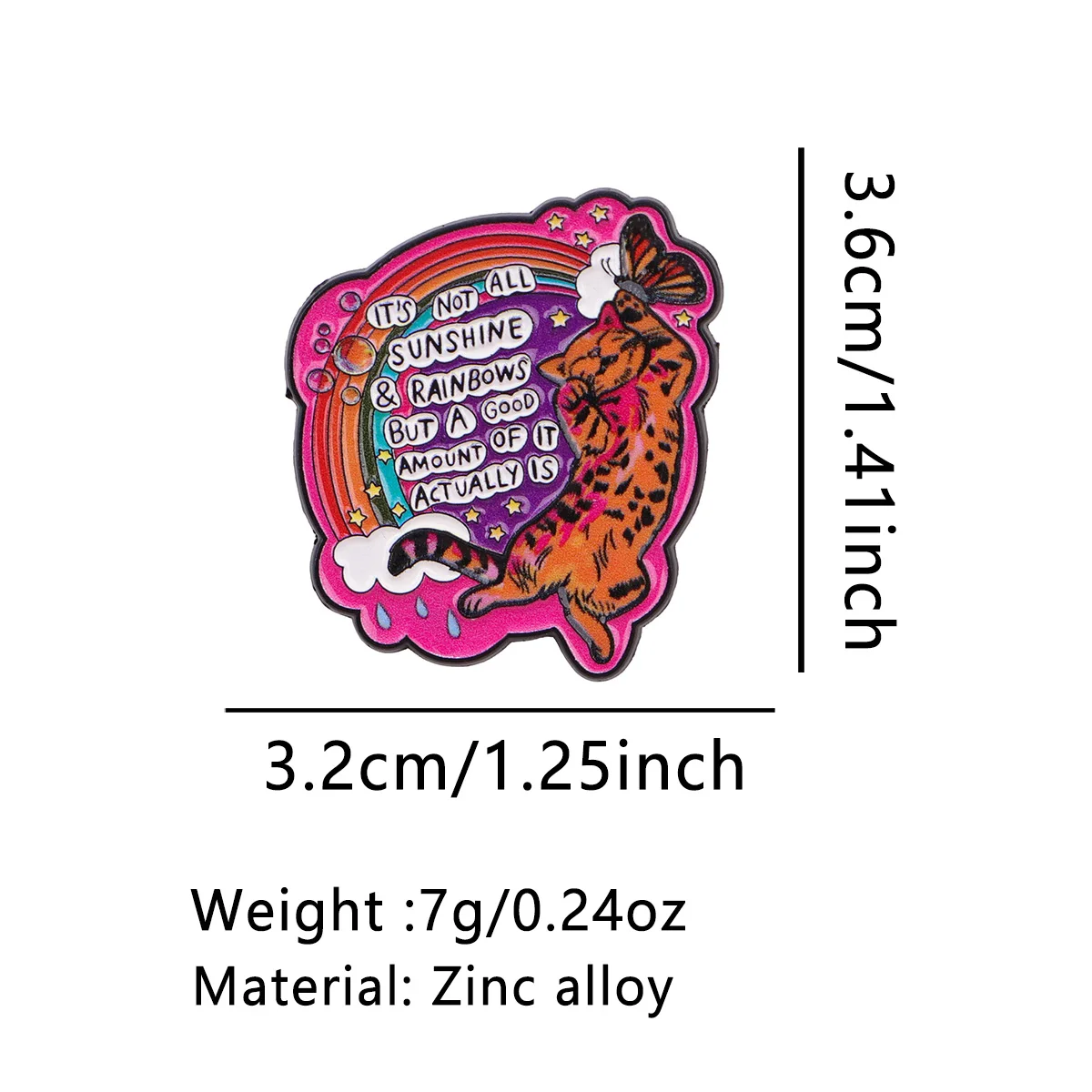 Pin de esmalte gato positivo – Broche para mochila y solapa - imagen 5
