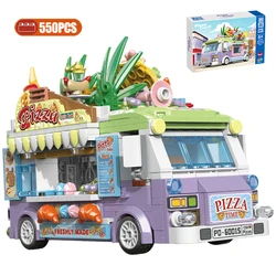 ZHE GAO Street View Food Snacks Hamburg Car Dining Mini Building Blocks Flower Shop Car Model Bricks Friends Children Toys Gift