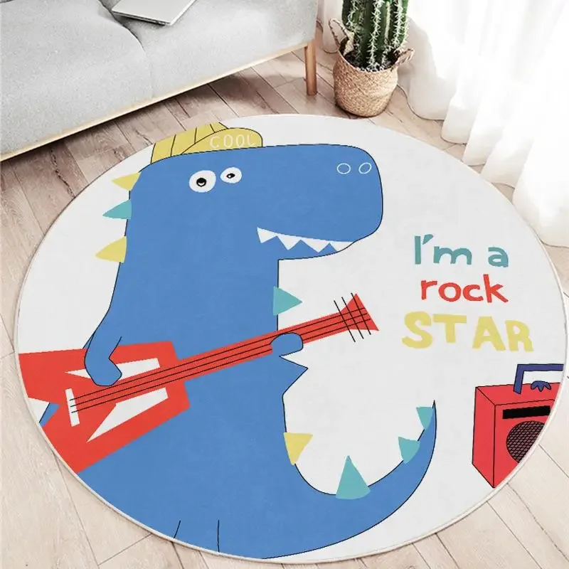 Cartoon Funny Dinosaur Soft Fluffy Living Room Carpet Bedroom Decor Bedside Area Rugs Round Carpets Sofa Coffee Table Floor Mats