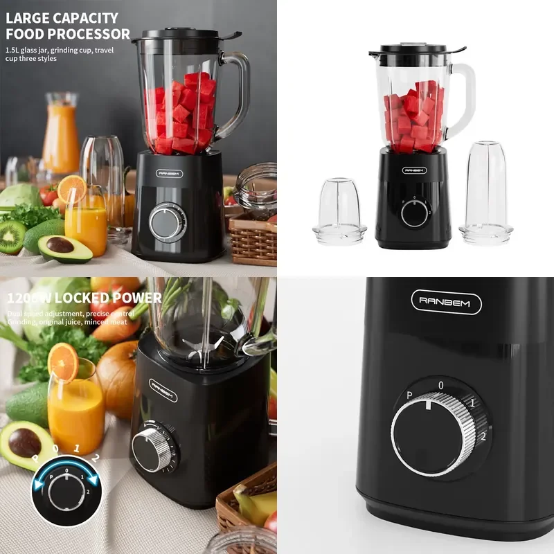 1500Ml electric desktop mixer 2-speed pure copper motor professional kitchen mixer for smoothies and freshly squeezed juices