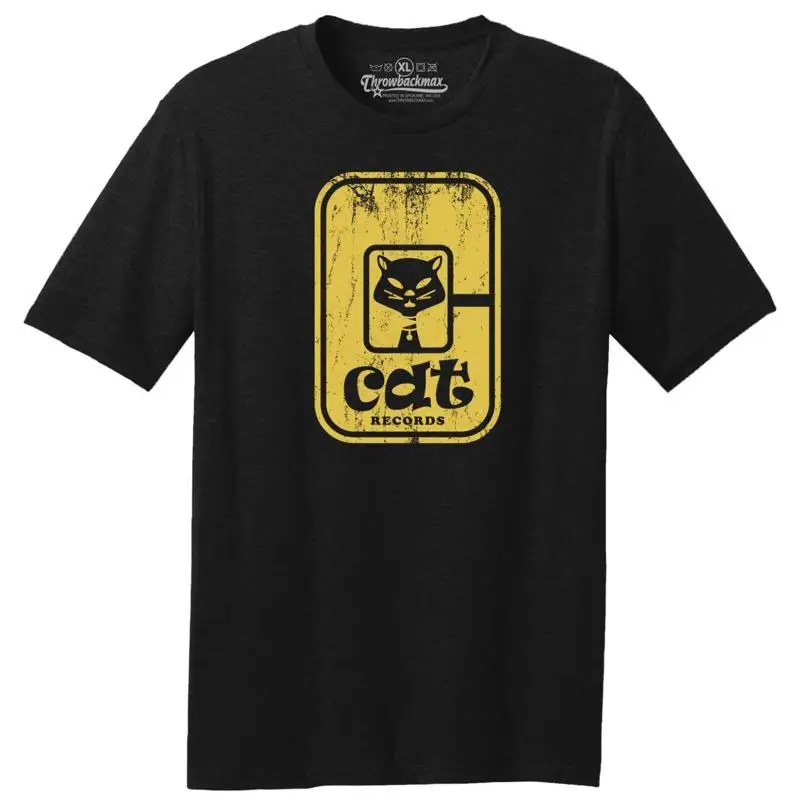 

Черная футболка Throwbackmax Cat Record Label Classic Cut Premium Tri Blend