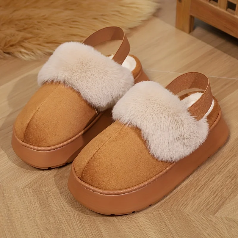 

Women's Winter Warm Slippers, Korean Style Thick Sole Fleece Lined Warm Boot, Popular Ins Trendy Outdoor Snow Boot for Women
