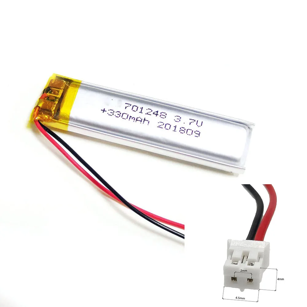 Rechargeable 3.7V 330Mah 701248   Polymer Ion Battery For CHARGING TREASURE POWER DVD  ELECTRIC TOYS MP3 SMART WATCH MP745