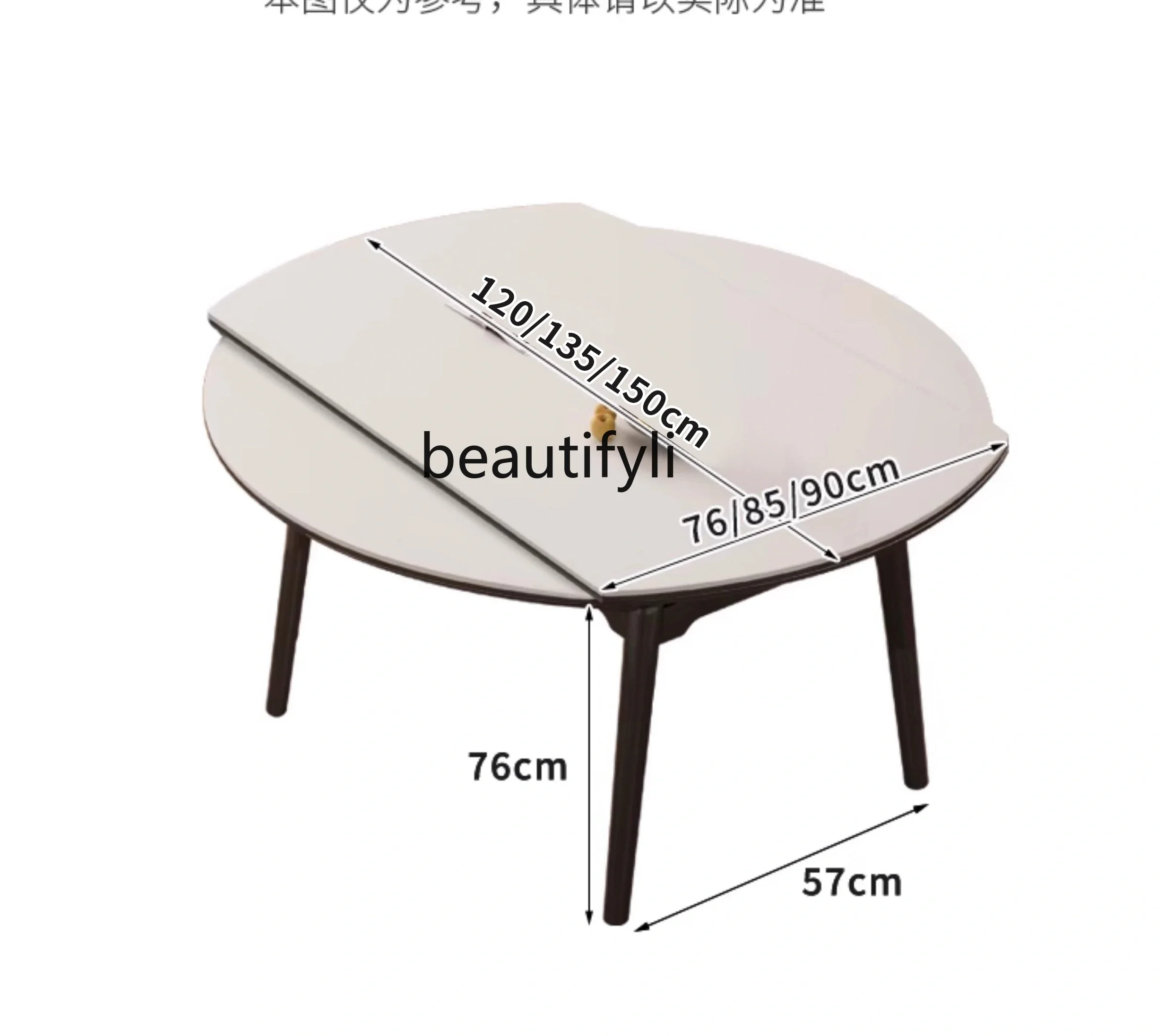 Black Solid Wood Stone Plate Dining Table Cream Wind Retractable Folding Variable round Table Household Square and round