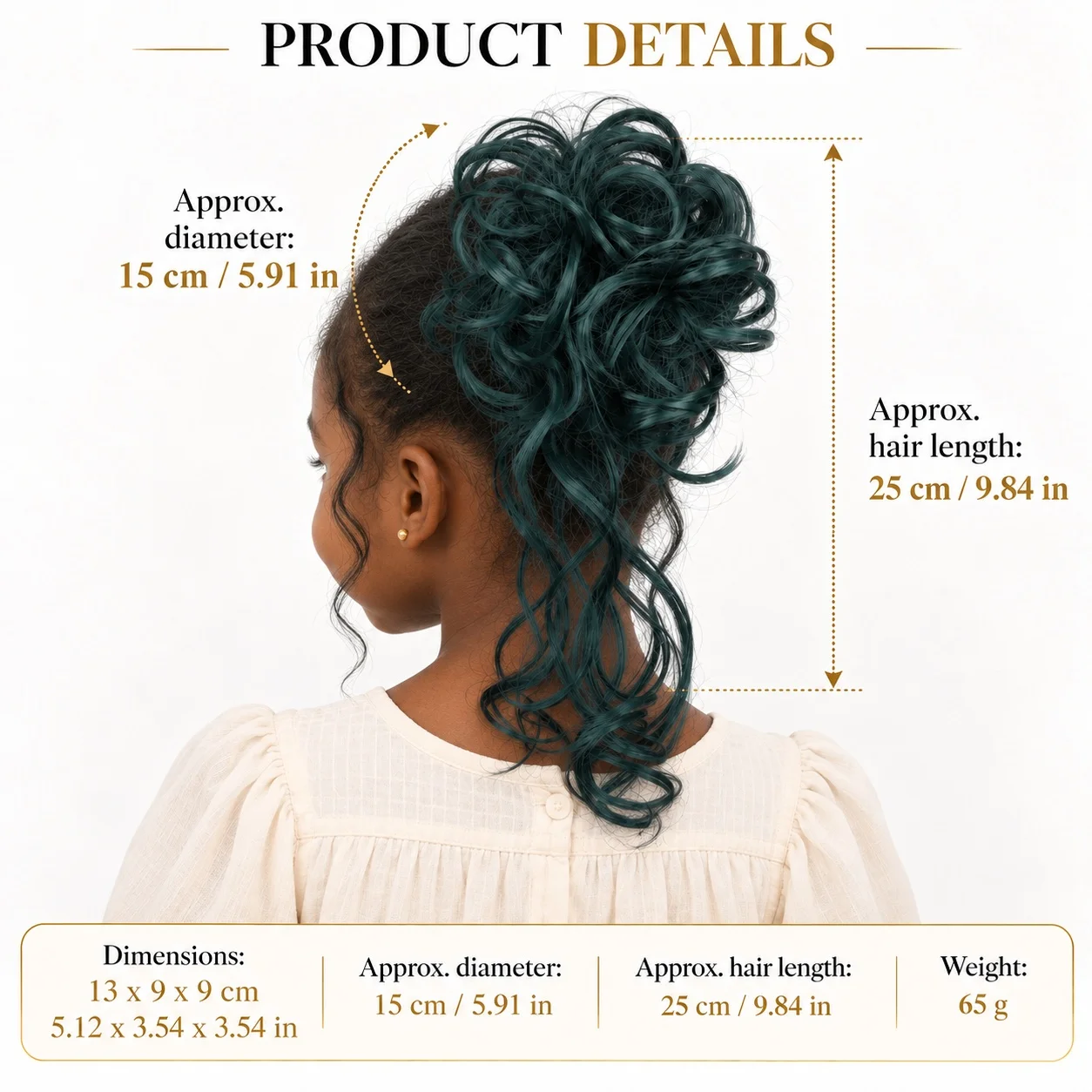 Curly Bun Hairpiece Claw Clip 65 g 9.84 Inch Synthetic Messy Updo Hair Extension for Women and Girls Daily Party Wedding Styling
