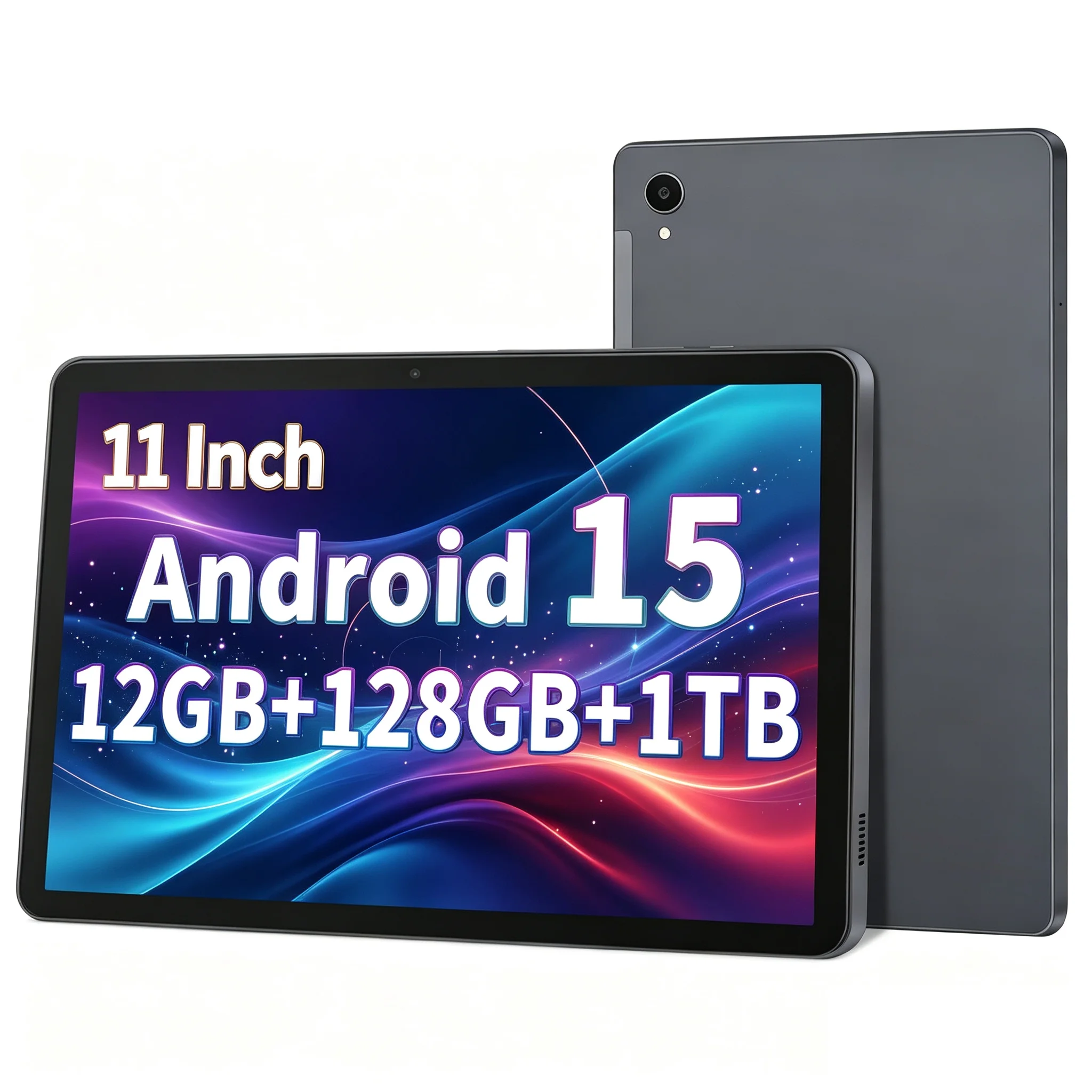 2026 Neues 11-Zoll-Android-15-Tablet-PC, Unisoc T606 Octa-Core, 12GB (6+6 Virtueller RAM) + 128GB ROM (1TB erweiterbar), 8000mAh Akku, 2MP Frontkamera + 13MP Rückkamera, Dual-WLAN, Bluetooth 5.0,