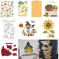 Autumn Sunflower Pumpkins Leaves Crow Metal Cutting Dies Clear Stamps Stencil Hot Foil for Diy Scrapbook Diary