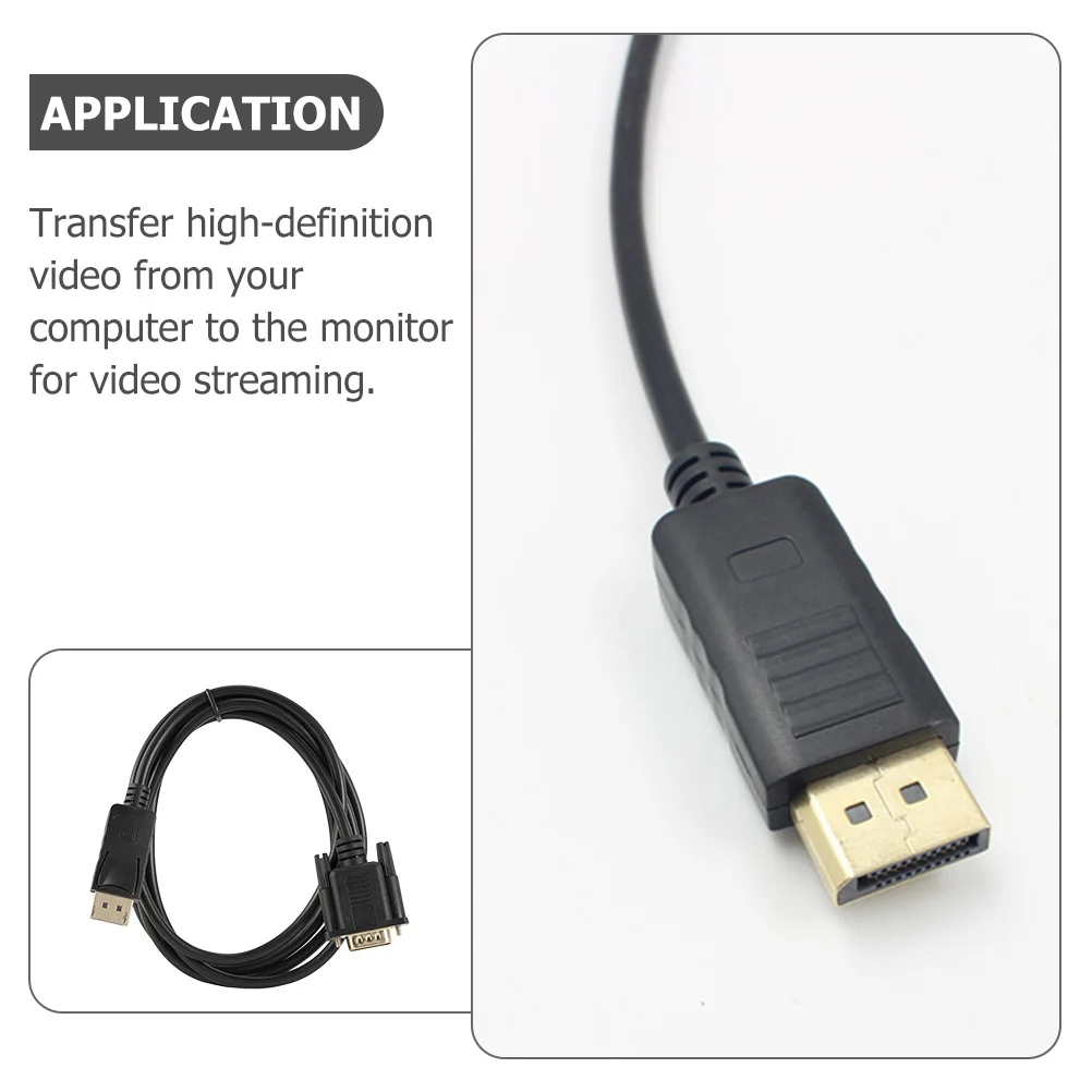 

Displayport to Vga Cable 1.8m Gold Plated Connector Durable Video Streaming Adapter for Monitor Projector Cord