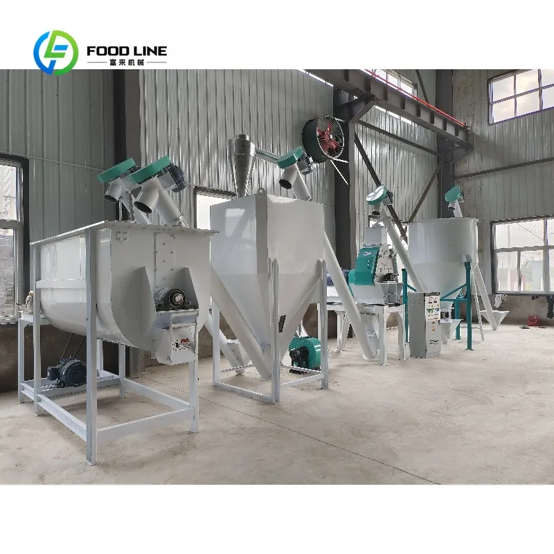 Customized Complete Set Equipment Animal Food Production Plant Feed Pellet Machine Line